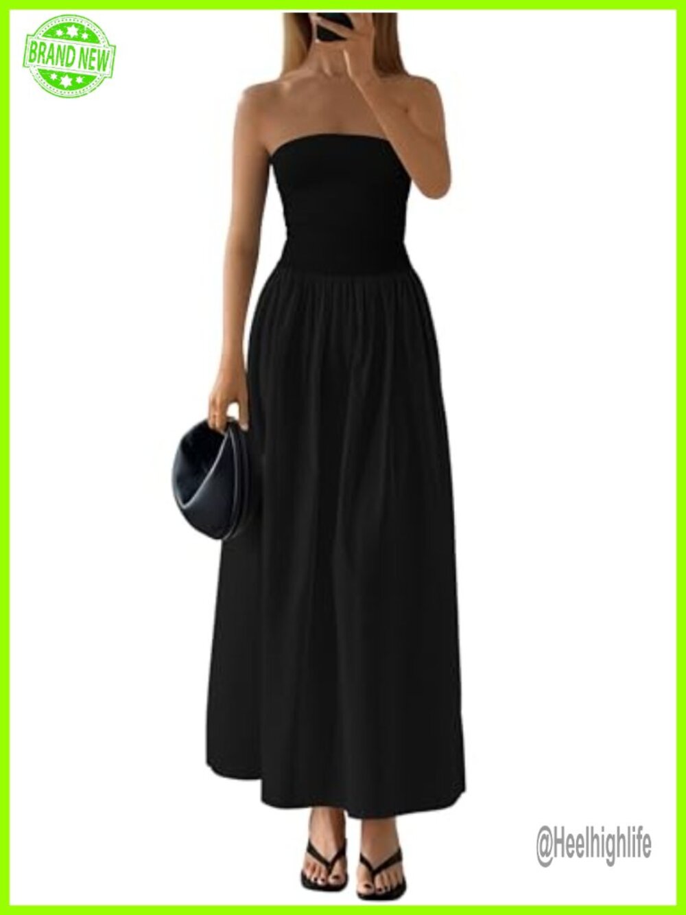 Strapless Maxi Dress with Pockets, Flowy A-Line Tube Dress, Elegant Summer